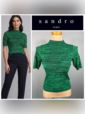 Sandro Space Dyed Fitted Knit Top